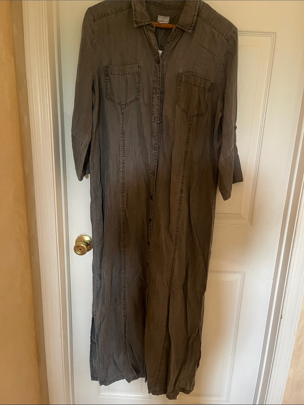 Chico's Washed Gray Button-Up Maxi dress- size 1.5(10)